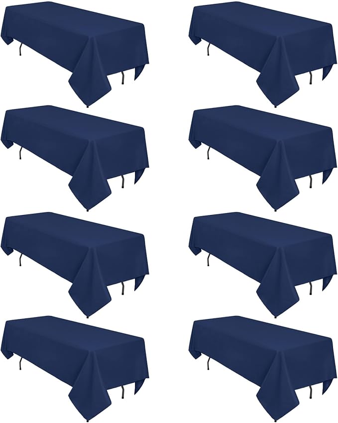 8 Pack Navy Blue Tablecloth 60 x 102 Inch Rectangular Tablecloths by Heneger