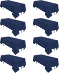 8 Pack Navy Blue Tablecloth 60 x 126 Inch Rectangular Tablecloths by Heneger