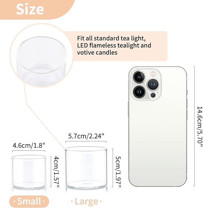 NUPTIO Glass Votive Candle Holders: Set of 24 Clear Tealight Holders Bulk - Image 2