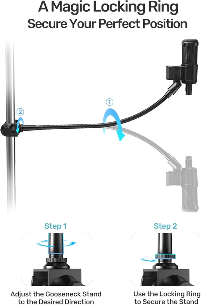 19-inch Gooseneck Microphone Holder Stand, Flexible Mic Arm - Image 8
