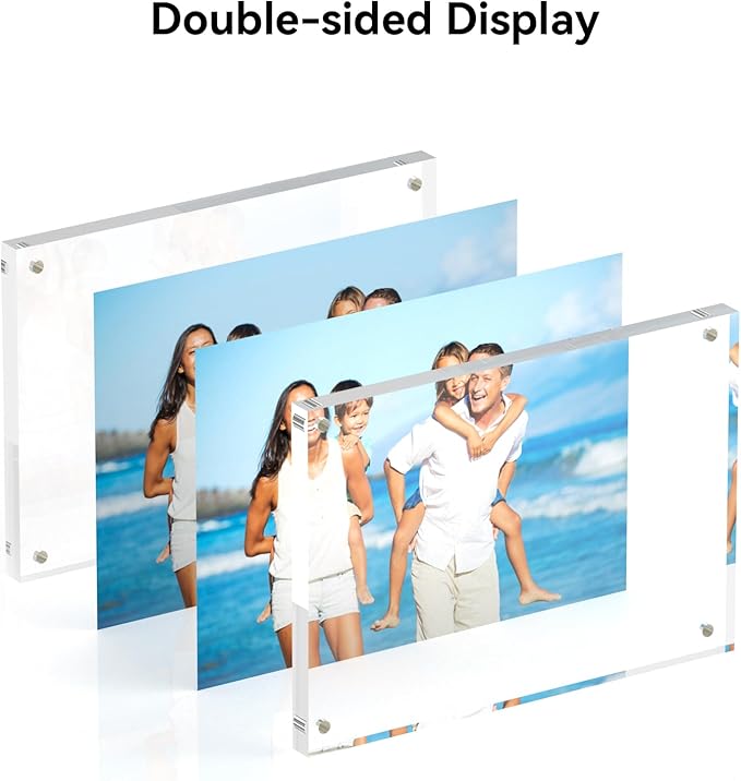 5x7 Acrylic Picture Frames, 20mm Thick Clear Frameless Magnetic Photo Frames - Image 4