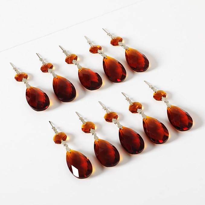 10pcs Crystal Prisms Chandelier Amber Ornament Pendants Rainbow Maker 38mm Drop - Image 5