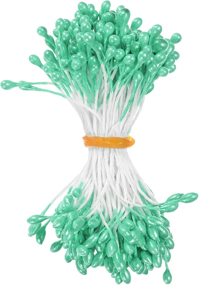 150-Pack Flower Stamens for Crafts, 5mm Double Heads Artificial Pearl Floral by MMETERXITY