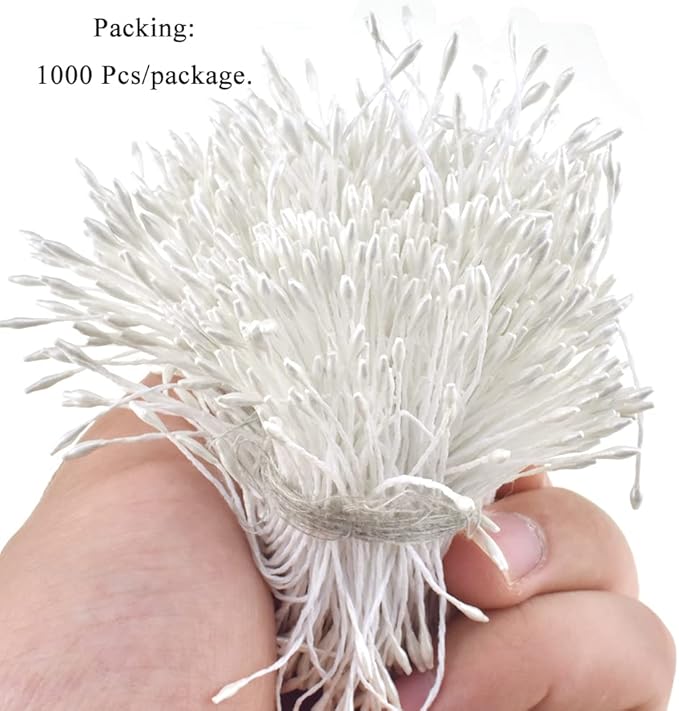 HAHIYO 1000Pcs 1mm White Pearl Double Head Flower Pistil - Image 3
