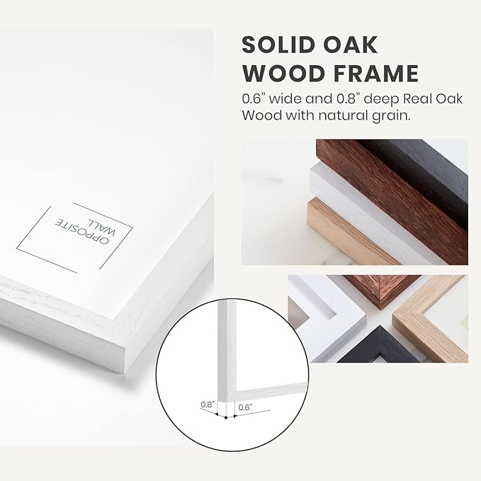 Opposite Wall - 16x20 in - White Solid Oak Wood Picture Frame - Lightweight - Image 6