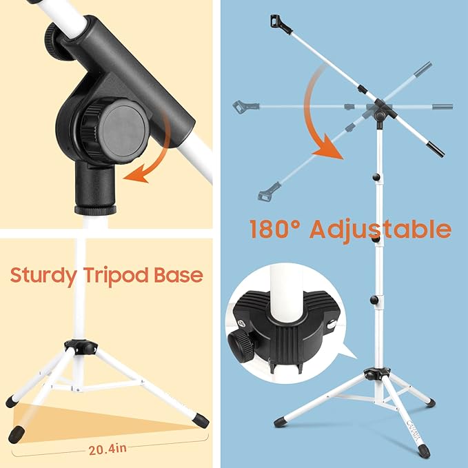 CAHAYA Microphone Stand Tripod Boom Arm Floor Mic Stand - Image 4