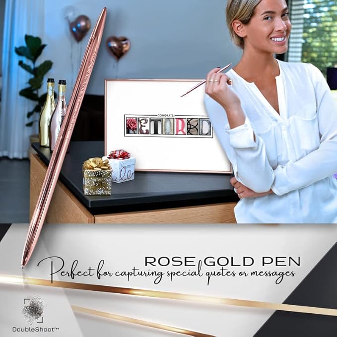 Framed Rose Gold Retirement Decorations Guest Book 12"x16" - Image 4