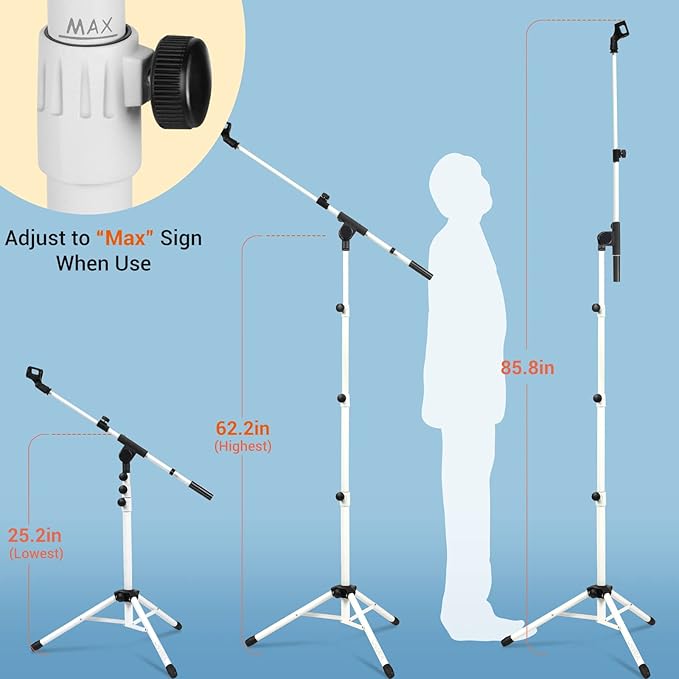 CAHAYA Microphone Stand Tripod Boom Arm Floor Mic Stand - Image 2