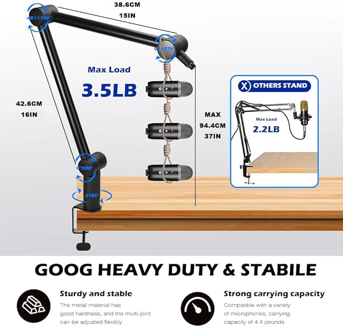 BOMGE Boom Arm Mic Stand - Image 2