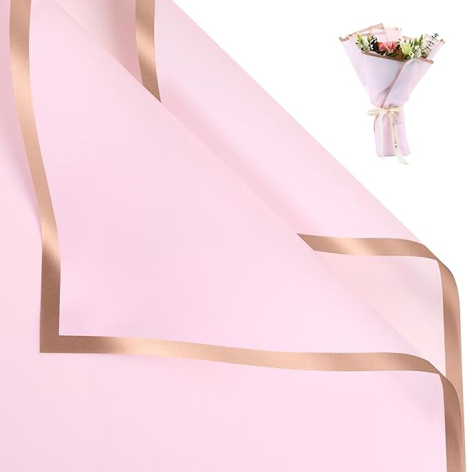 NESCCI 20 Sheets Pastel Pink Floral Bouquet Wrapping Paper by NESCCI
