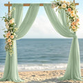 Sage Green Elegant Arch Draping Fabric 2 Panels Outdoor 29" × 20Ft Sheer by Santaben