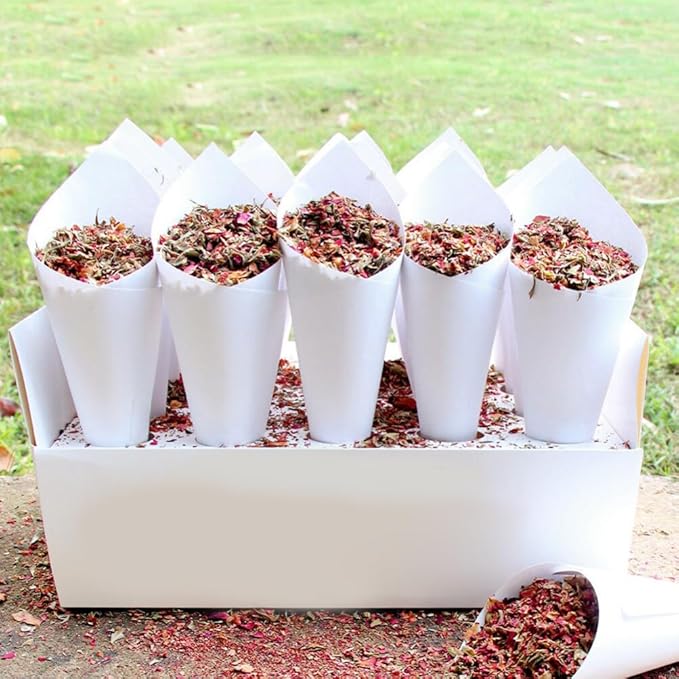 PRETYZOOM 60pcs Flower Cones Confetti Cones Rose Petal Candy Kraft Paper Cones - Image 4