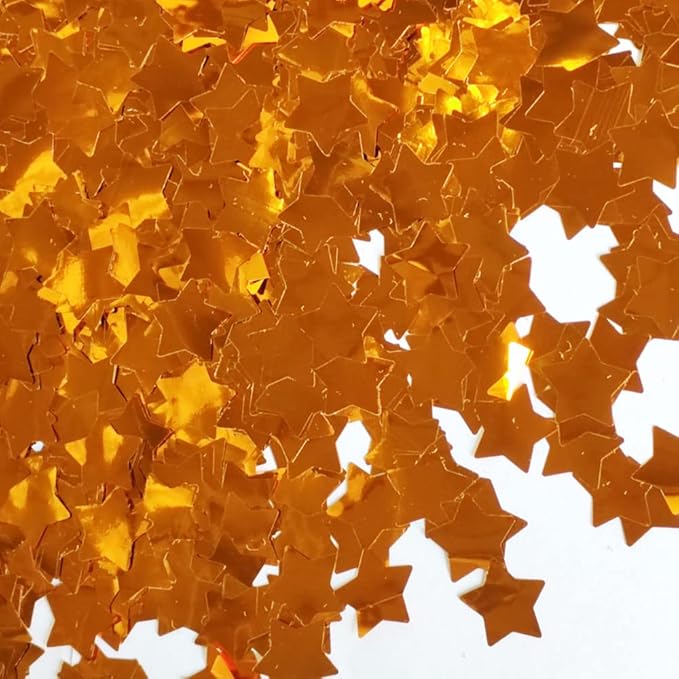 Orange Star Confetti 0.6 inch, Round Orange Foil Confetti, Shiny Orange Confetti by CC+wonderland+zone