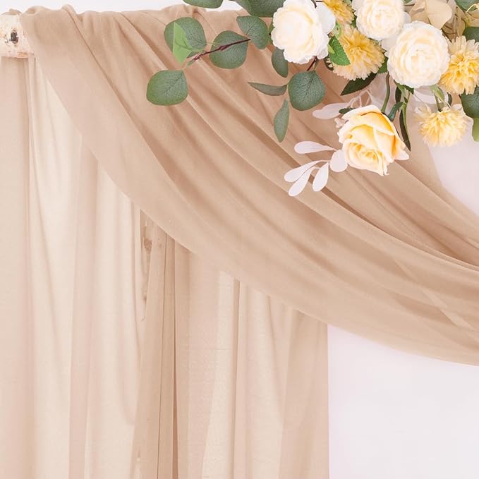 Socomi Wedding Arch Draping Fabric 29" x 20Ft 1 Panel Nude Sheer Outdoor - Image 3