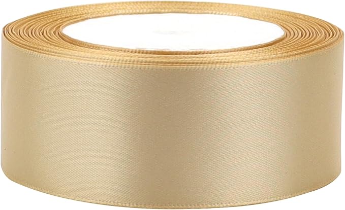 Champagne Solid Satin Ribbon 1-1/2 Inch 25 Yards Solid Polyester Fabric Ribbon - Image 3