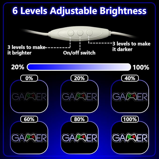 Gamer Neon Sign, Gamepad Shaped Dimmable LED Light Signs - Image 9