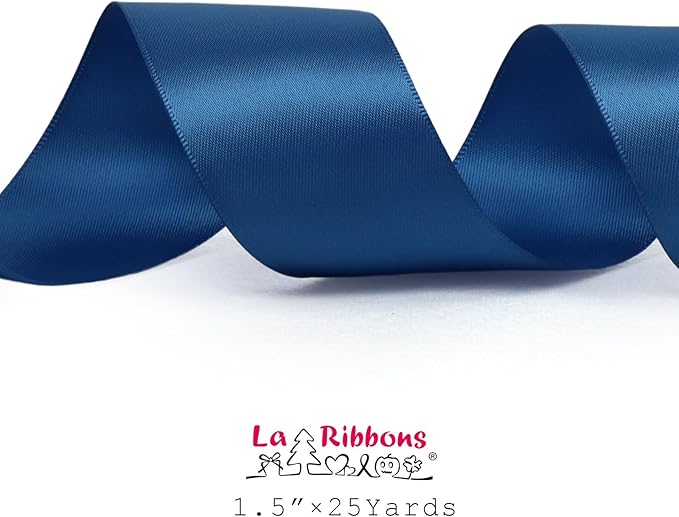 LaRibbons 1 1/2 Inch 25 Yard Double Faced Satin Ribbon, Royal Blue Satin Craft - Image 5