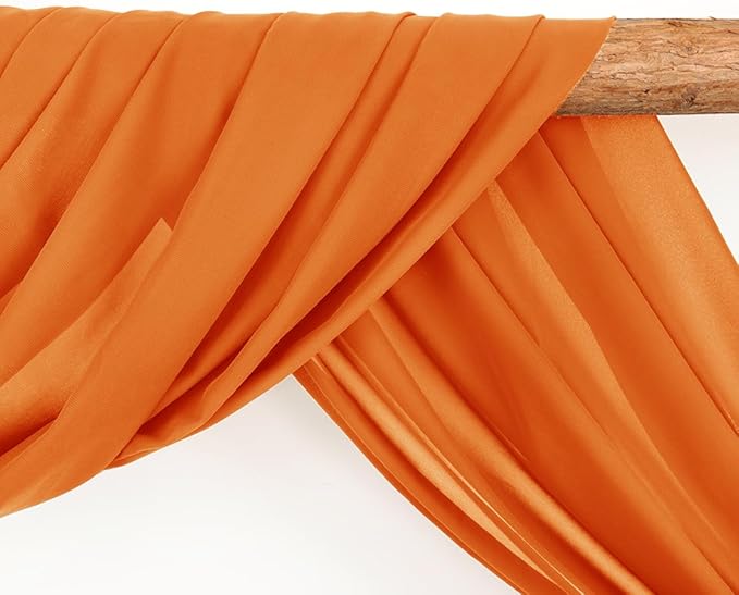 Wedding Arch Draping Fabric 2 Panels 30'' x 18FT Orange Sheer Chiffon Arch - Image 3