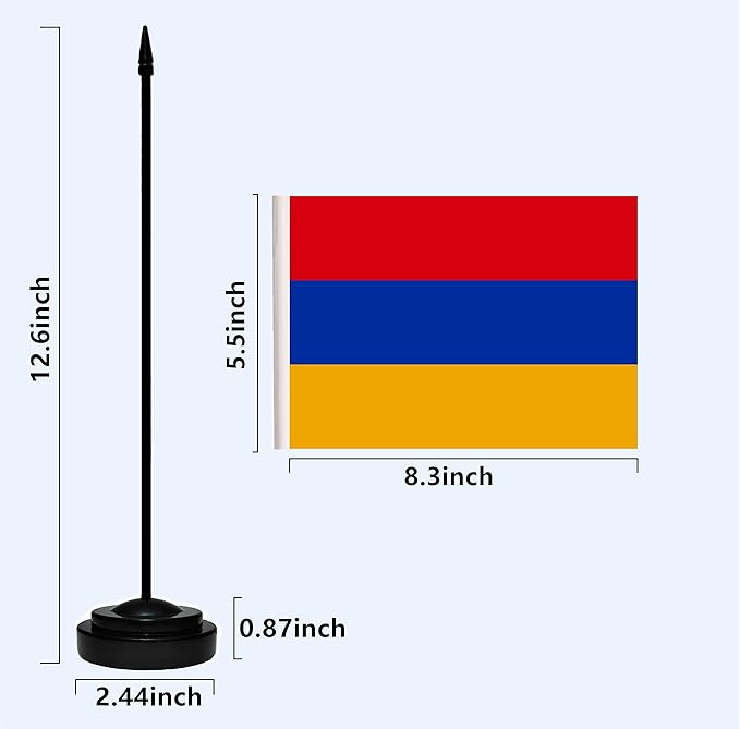 Armenia Armenian Deluxe Desk Flag Set Small Mini Miniature Armenia Armenian - Image 3