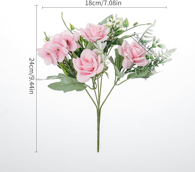 Artificial Flower 5 Branches Artificial Silk Fake Flowers Bouquet Small Roses - Image 2