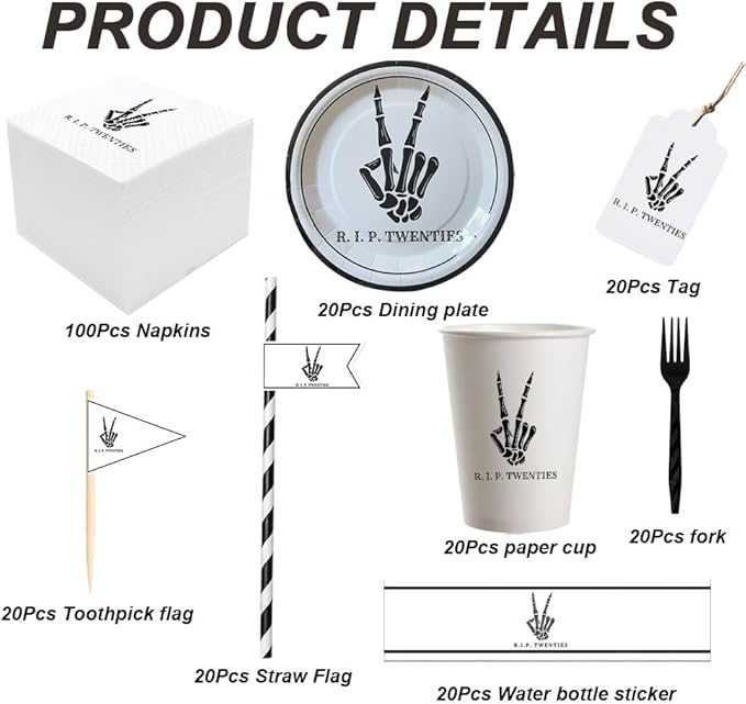 SharkBliss RIP Twenties Party Supplies 240 PCS – Paper Cocktail Napkins Party - Image 2