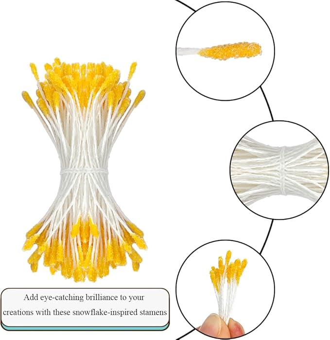 HAHIYO 700Pcs 2mm Yellow Double-Head Flower Stamen - Image 3