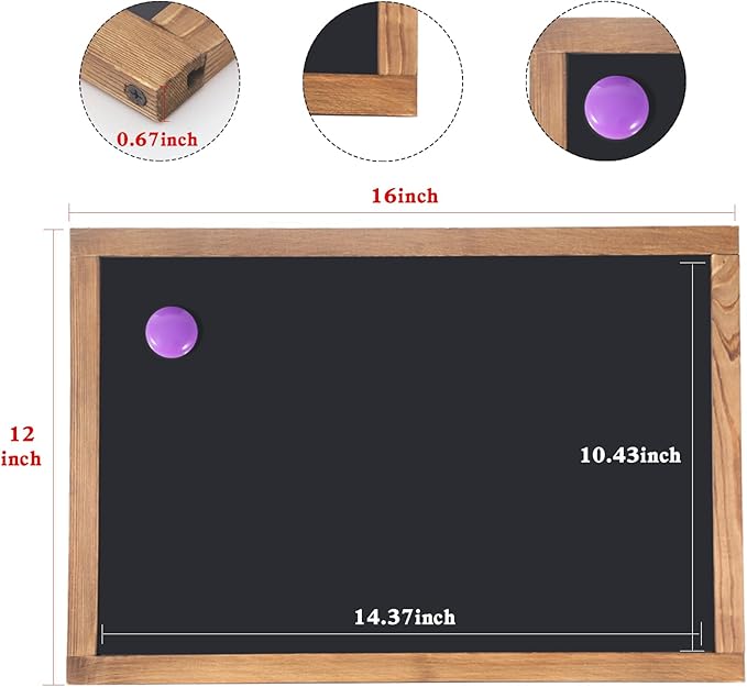 Magnetic Chalkboard for Wall Rustic Wood Framed Decorative Blackboard Sign for - Image 2