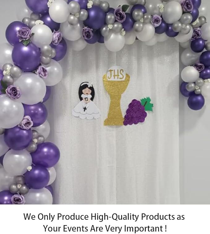 ShinyBeauty 4FTx7FT White Sequin Backdrop, Elegant Wedding & Party Decor - Image 2
