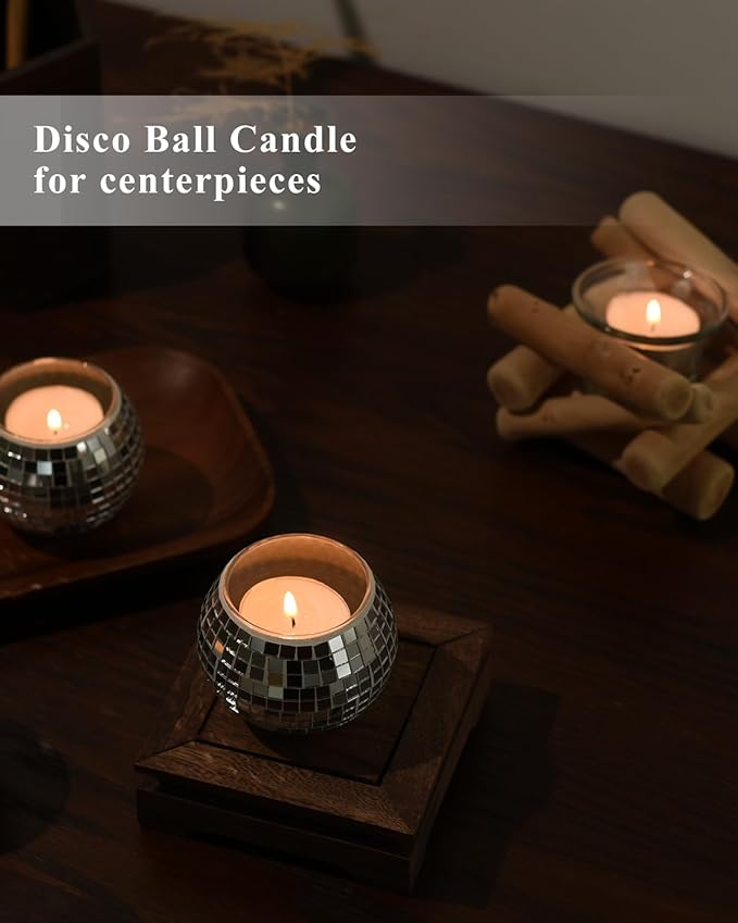 12 Pcs Disco Ball Candle Holder Glass Mirror Candle Holder Disco Ball Decor - Image 3