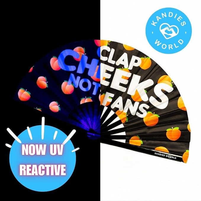Kandies World UV Reactive Custom Festival Folding Hand Fan - Image 4