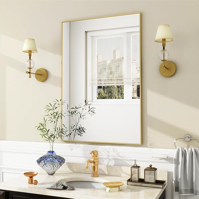 BEAUTYPEAK Gold Bathroom Wall Mirror by BEAUTYPEAK
