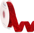 Ribbli Red Velvet Ribbon 1 Inches Luxury Crinkled Red Christmas Ribbon by Ribbli