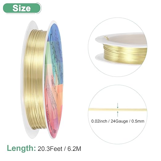 0.5 mm/24 Gauge Copper Wire for Jewelry Making, 20.3FT Copper Beading Craft - Image 3