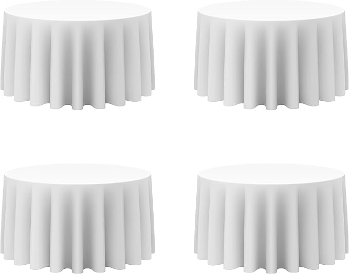 BRILLMAX 4 Pack White Round Tablecloths 120 Inch by BRILLMAX