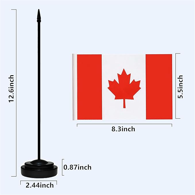 Canada Canadian Deluxe Desk Flag Set Small Mini Miniature CA Canadian Table - Image 3