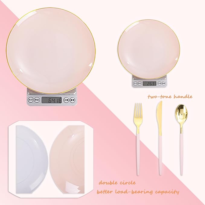 Liacere 150PCS Plastic Plates-Gold Plastic Silverware - Image 2