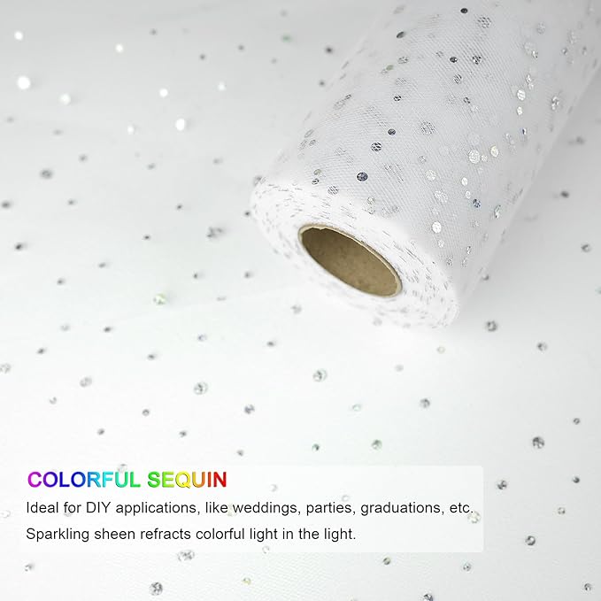 Glitter Tulle Rolls, 6” by 50 Yards Sequin Tule Netting Fabric Tulle - Image 4