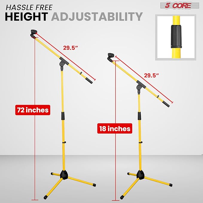 5 Core Tripod Mic Stand Floor Adjustable 18 to 72 Inches Sturdy Boom Arm Holder - Image 2