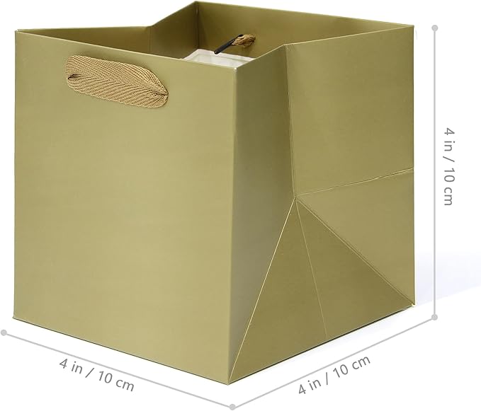 Gold Paper Gift Bag Small Square Bottom Kraft Paper Bags - Image 2