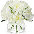 Hollyone Fake Flowers White Peonies Artificial Flowers Faux Flowers by Hollyone