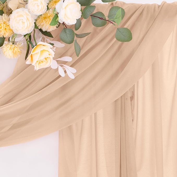 Fall Nude 2 Panels Wedding Arch Draping Fabric 29" x 20Ft Sheer Drapes Outdoor - Image 6
