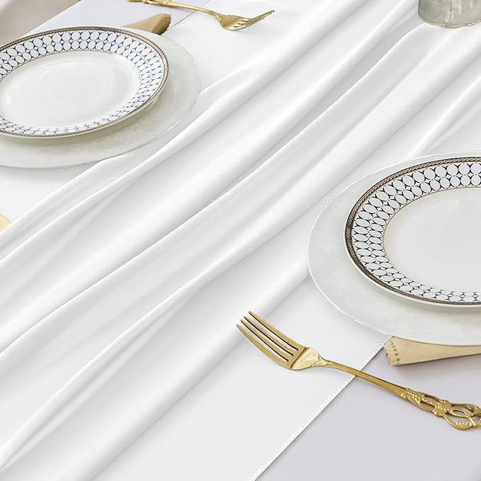 6 Pack 10 Ft Chiffon Table Runner White Gauze Long Table Runners 27x120 Inches - Image 5