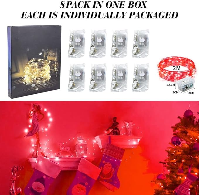 ZGWJ 8 Pack Fairy Lights Battery Operated, 7ft 20 Mini LED Fairy String Lights - Image 6