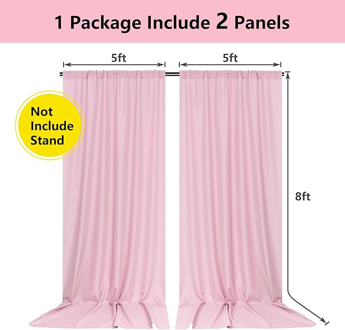 Pink Backdrop Curtain for Parties Rod Pocket Pink Curtains Photography Backdrop - Image 2