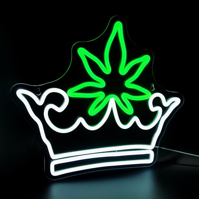 Leaf Crown Neon Signs for Wall Decor Green White LED Neon Sign for Room Neon - Image 5