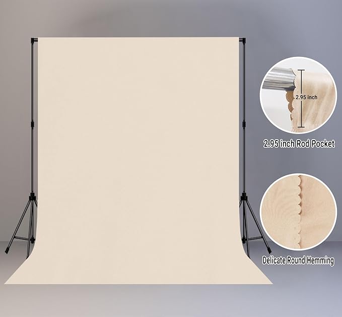 Beige Portrait Backdrop 8x10ft Zoom Meeting Photo Studio Shooting Props - Image 2
