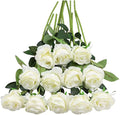 Tifuly White Roses Artificial Flowers -12 pcs Realistic Single Long Stem Fake by Tifuly