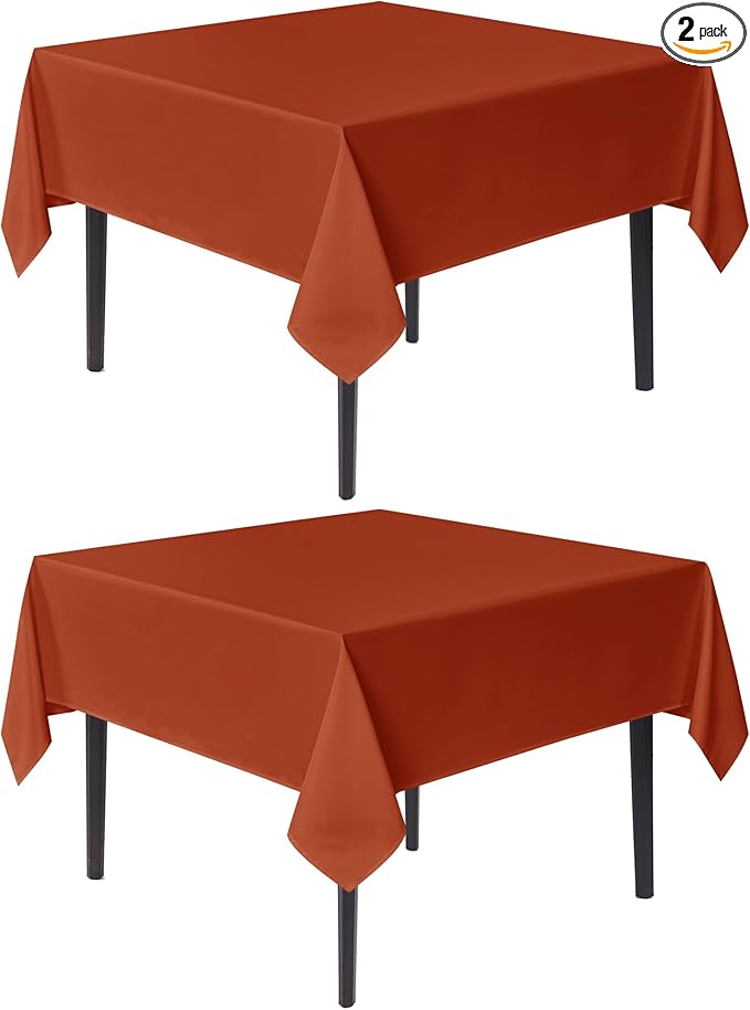 sancua Thanksgiving Square Tablecloths 70x70 Inch Rust, 2 Pack Fabric Fall by sancua