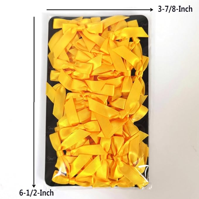 50pcs 1-1/2" Mini Yellow Satin Ribbon Bows Without Twist Ties - Image 5