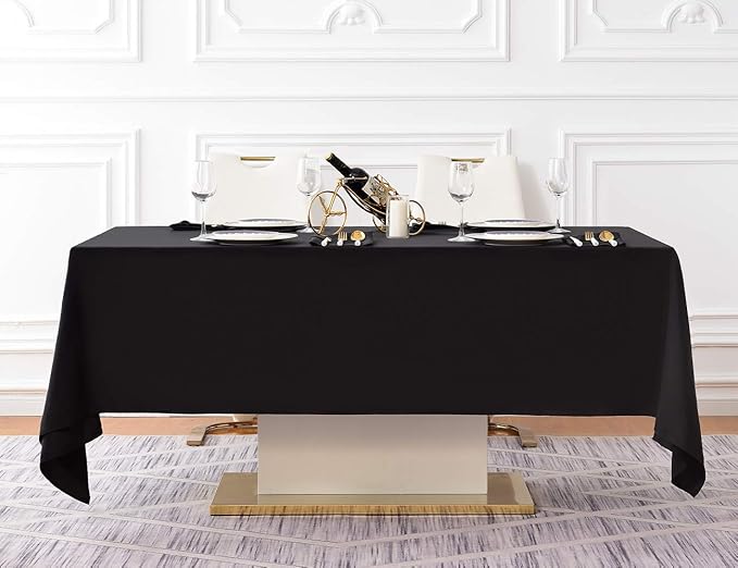 Surmente 2 Pack Black Tablecloth 60 x 102-inch Rectangular Polyester Table Cloth - Image 5
